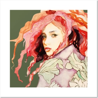 Red Hair Art Nouveau Portrait Posters and Art